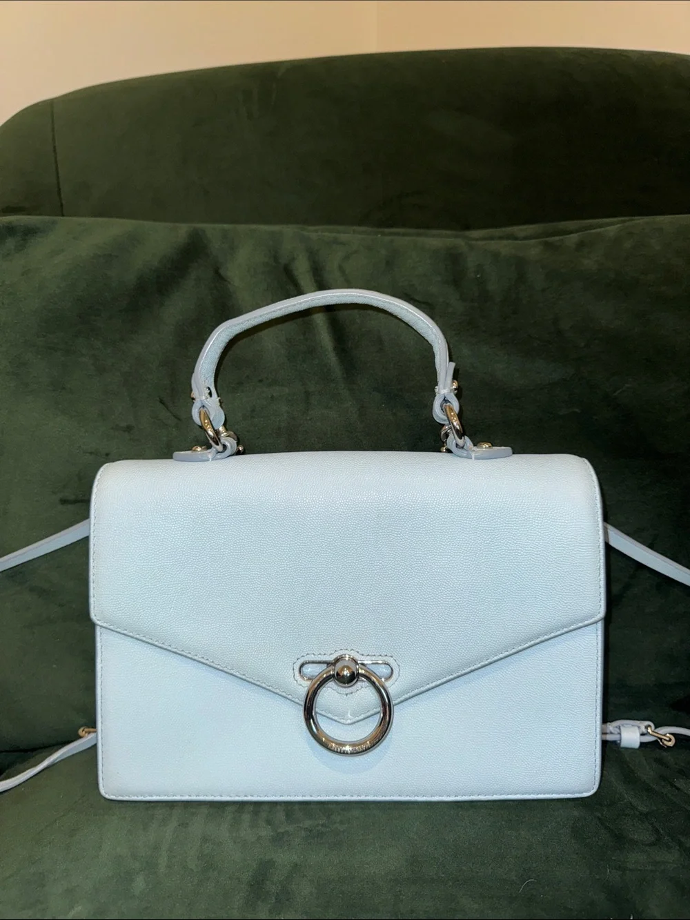 Rebecca Minkoff Light Blue Leather Top-Handle Satchel with Ring Hardware